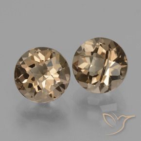 Gemas de cuarzo ahumado Marrón claro medio natural de 3.53 ct, Redondo, VS