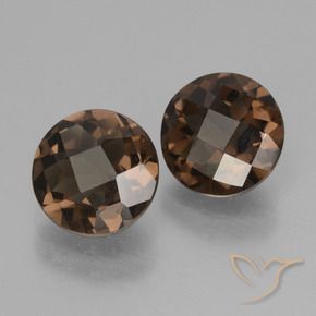 Gemas de Cuarzo Ahumado Marrón nogal natural de 3.22 ct, Corte Redondo, VS