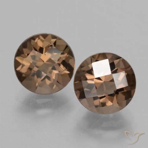 Gemas de cuarzo ahumado marrón natural de 3,91 ct, corte redondo, VVS-VS