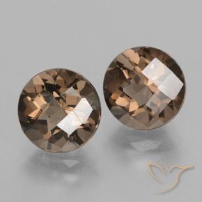 Gemas de cuarzo ahumado marrón natural de 3,91 ct, corte redondo, VVS-VS