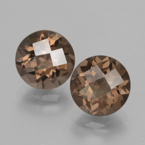 Gemas de Cuarzo Ahumado Marrón medio natural de 3.76 ct, Corte Redondo, VS