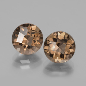 Gemas de cuarzo ahumado marrón natural de 3,71 ct, corte redondo, VS