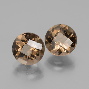 Gemas de cuarzo ahumado marrón natural de 3,71 ct, corte redondo, VS