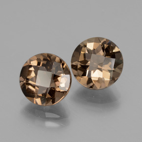 Gemas de Cuarzo Ahumado Marrón chocolate natural de 3.82 ct, Corte Redondo, VS