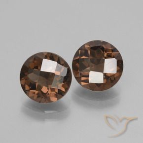 Gemas de cuarzo ahumado Marrón nogal natural de 3.36 ct, Redondo, VS