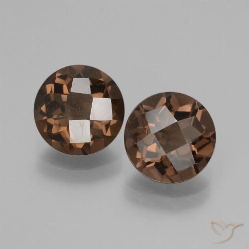 Gemas de cuarzo ahumado marrón natural de 3,49 ct, corte redondo, VS