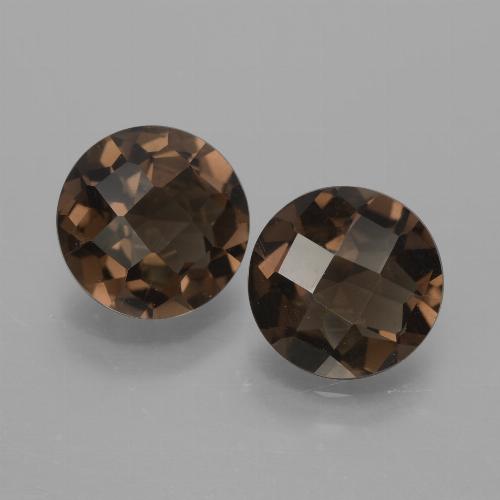 Gemas de Cuarzo Ahumado Marrón medio natural de 3.08 ct, Corte Redondo, VS