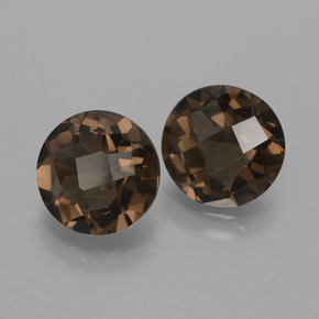 Gemas de Cuarzo Ahumado Marrón medio natural de 3.08 ct, Corte Redondo, VS