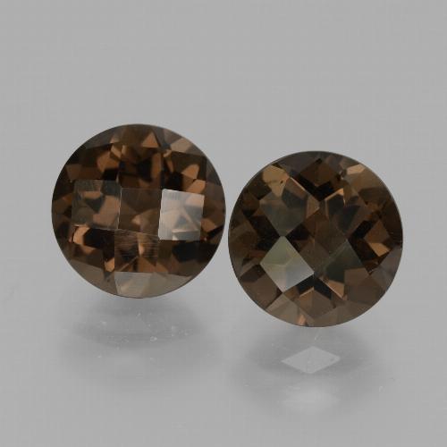 Gemas de Cuarzo Ahumado Marrón oscuro natural de 3.77 ct, Corte Redondo, VS