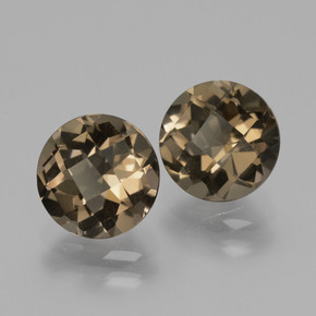 Gemas de cuarzo ahumado marrón natural de 3,59 ct, corte redondo, VS