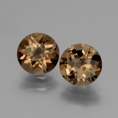 Gemas de Cuarzo Ahumado Marrón natural de 3.27 ct, Corte Redondo, VS