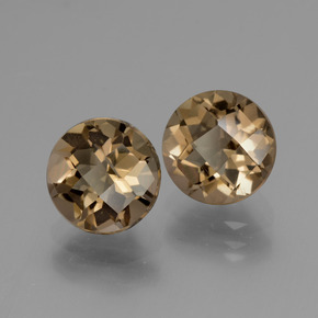 Gemas de Cuarzo Ahumado Marrón oscuro medio natural de 3.76 ct, Corte Redondo, VS