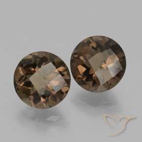 Gemas de cuarzo ahumado Marrón medio natural de 3.67 ct, Redondo, VVS-VS