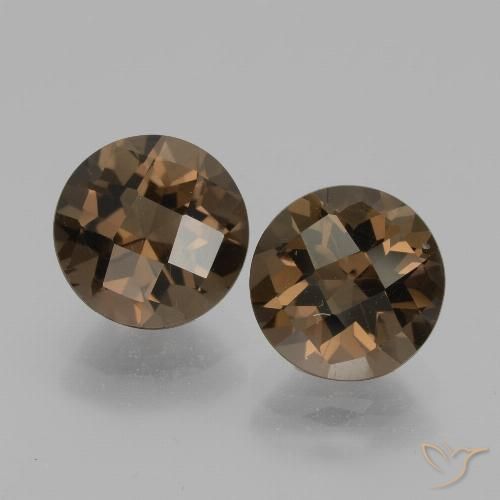 Gemas de cuarzo ahumado marrón natural de 3,62 ct, corte redondo, VVS-VS