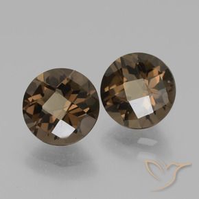 Gemas de cuarzo ahumado marrón natural de 3,62 ct, corte redondo, VVS-VS
