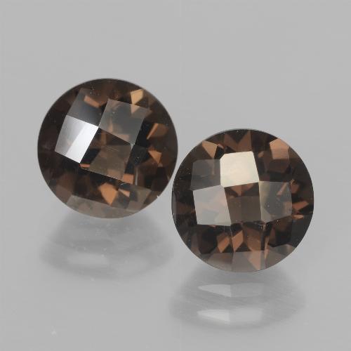 Gemas de Cuarzo Ahumado Marrón oscuro natural de 3.82 ct, Corte Redondo, VVS-VS