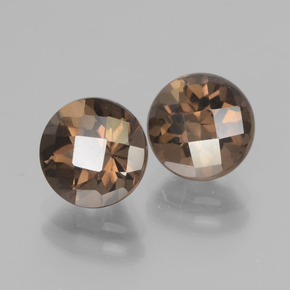 Gemas de Cuarzo Ahumado Marrón natural de 4.01 ct, Corte Redondo, VVS-VS