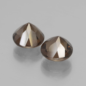 Gemas de Cuarzo Ahumado Marrón natural de 4.01 ct, Corte Redondo, VVS-VS