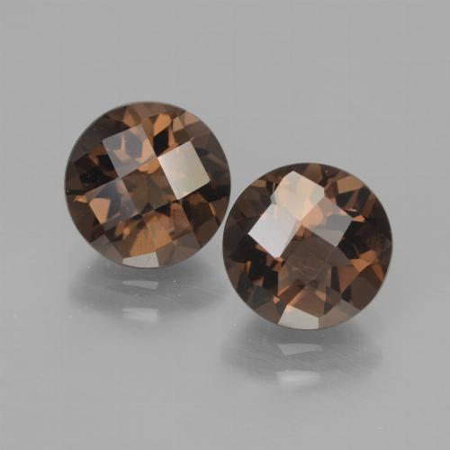 Gemas de Cuarzo Ahumado Marrón nogal natural de 3.56 ct, Corte Redondo, VVS