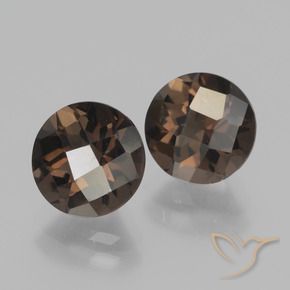 Gemas de cuarzo ahumado Marrón nogal natural de 3.83 ct, Redondo, VVS-VS