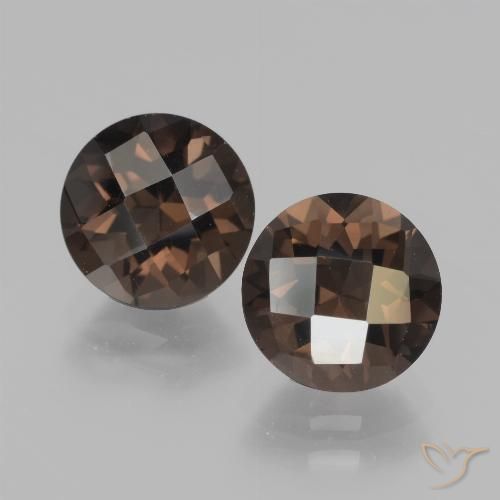 Gemas de cuarzo ahumado marrón natural de 3,71 ct, corte redondo, VVS-VS