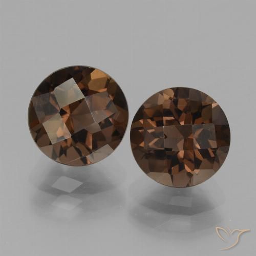 Gemas de cuarzo ahumado marrón nogal natural de 3,66 ct, corte redondo, VVS-VS