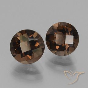 Gemas de cuarzo ahumado marrón nogal natural de 3,66 ct, corte redondo, VVS-VS