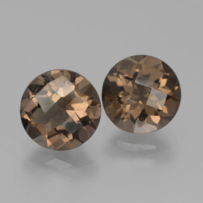 Gemas de Cuarzo Ahumado Marrón nogal natural de 3.72 ct, Corte Redondo, VS