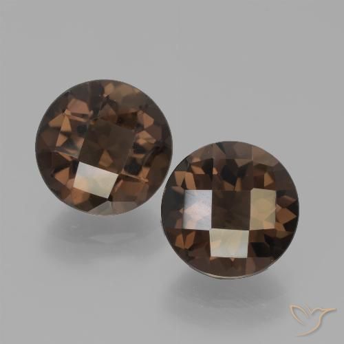 Gemas de cuarzo ahumado marrón natural de 3,70 ct, corte redondo, VVS