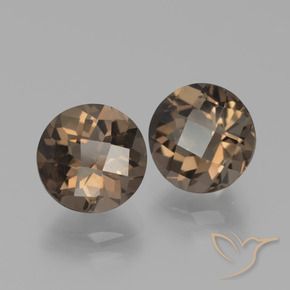 Gemas de cuarzo ahumado Marrón medio natural de 3.90 ct, Redondo, VVS-VS