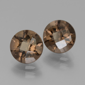 Gemas de Cuarzo Ahumado Marrón natural de 3.59 ct, Corte Redondo, VVS-VS