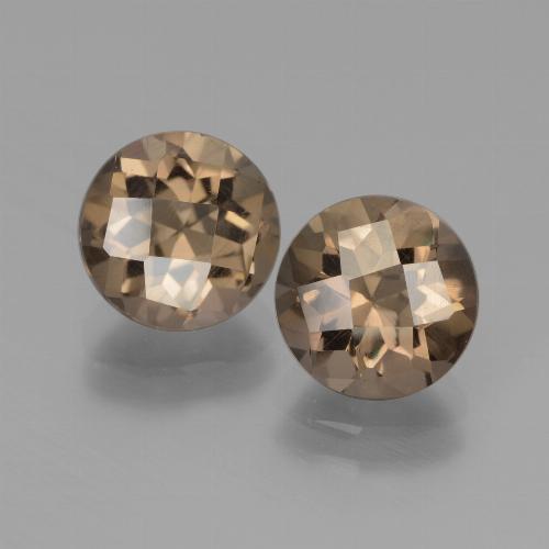 Gemas de cuarzo ahumado marrón natural de 3,52 ct, corte redondo, VS
