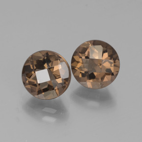 Gemas de Cuarzo Ahumado Marrón jengibre natural de 3.79 ct, Corte Redondo, VS