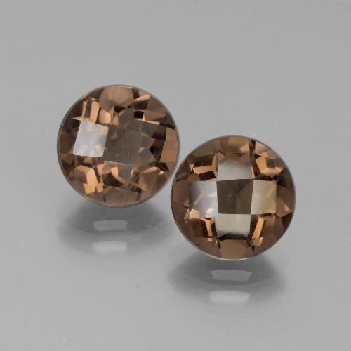 Gemas de cuarzo ahumado marrón natural de 3,59 ct, corte redondo, VS