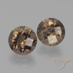 Gemas de cuarzo ahumado Moca claro natural de 3.55 ct, Redondo, VS
