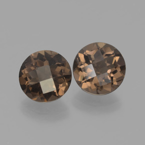 Gemas de cuarzo ahumado marrón natural de 3,65 ct, corte redondo, VS