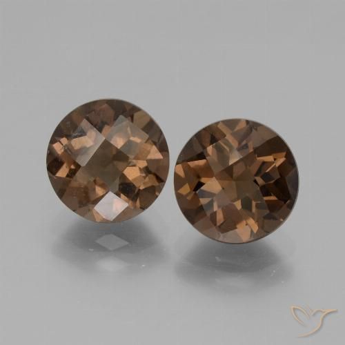 Gemas de cuarzo ahumado marrón natural de 3,66 ct, corte redondo, VS