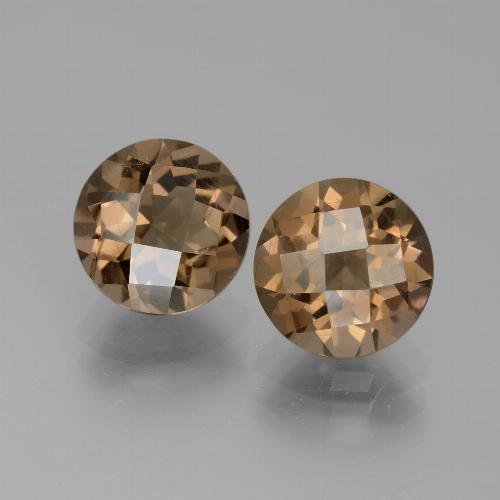 Gemas de cuarzo ahumado marrón natural de 3,67 ct, corte redondo, VS
