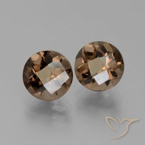 Gemas de cuarzo ahumado Marrón nogal natural de 3.64 ct, Redondo, VS