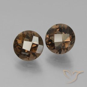 Gemas de cuarzo ahumado Marrón nogal natural de 3.42 ct, Redondo, VS