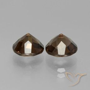 Gemas de cuarzo ahumado Marrón nogal natural de 3.42 ct, Redondo, VS