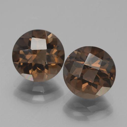 Gemas de Cuarzo Ahumado Marrón medio natural de 3.97 ct, Corte Redondo, VS