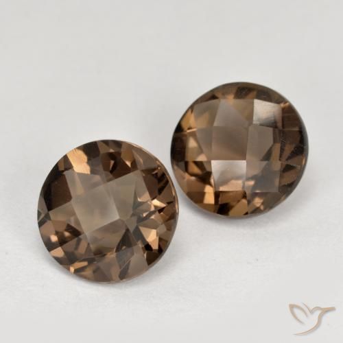 Gemas de cuarzo ahumado Marrón medio natural de 3.40 ct, Redondo, VS