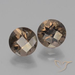 Gemas de cuarzo ahumado Marrón oscuro medio natural de 3.70 ct, Redondo, VS