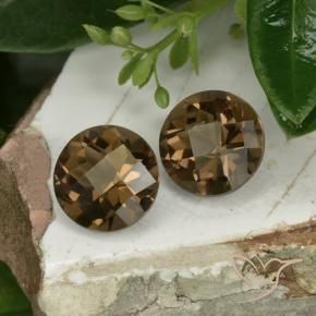 Gemas de cuarzo ahumado Marrón oscuro medio natural de 3.67 ct, Redondo, VS