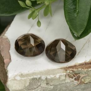Gemas de cuarzo ahumado Marrón oscuro medio natural de 3.67 ct, Redondo, VS