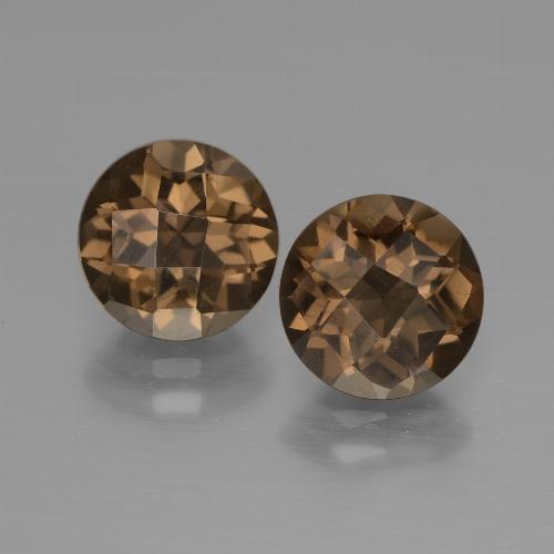 Gemas de cuarzo ahumado marrón natural de 3,54 ct, corte redondo, VS