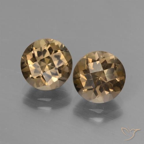 Gemas de cuarzo ahumado marrón natural de 3,58 ct, corte redondo, VS