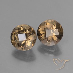 Gemas de cuarzo ahumado marrón natural de 3,58 ct, corte redondo, VS