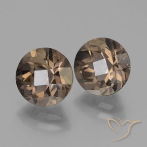 Gemas de cuarzo ahumado Marrón oscuro medio natural de 3.83 ct, Redondo, VVS-VS